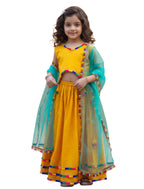 Naixa GirlS Rayon Fabrics Sleeveless V Neck Traditional Ethnic Wear Readymade Yellow Color Lehenga Choli For Every Occasion Lik