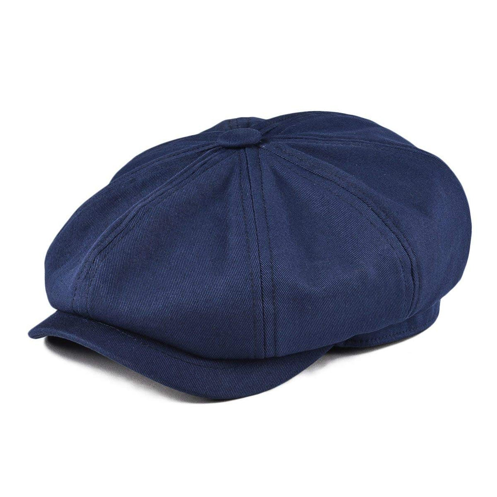BOTVELA Men's Newsboy Flat Cap 100% Cotton Gatsby Ivy Golf Cabbie Hat (Navy Blue, 7 7/8)