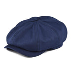 BOTVELA Men's Newsboy Flat Cap 100% Cotton Gatsby Ivy Golf Cabbie Hat (Navy Blue, 7 7/8)