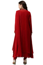 Soch Red Pure Georgette Embroidered Chudidar Set