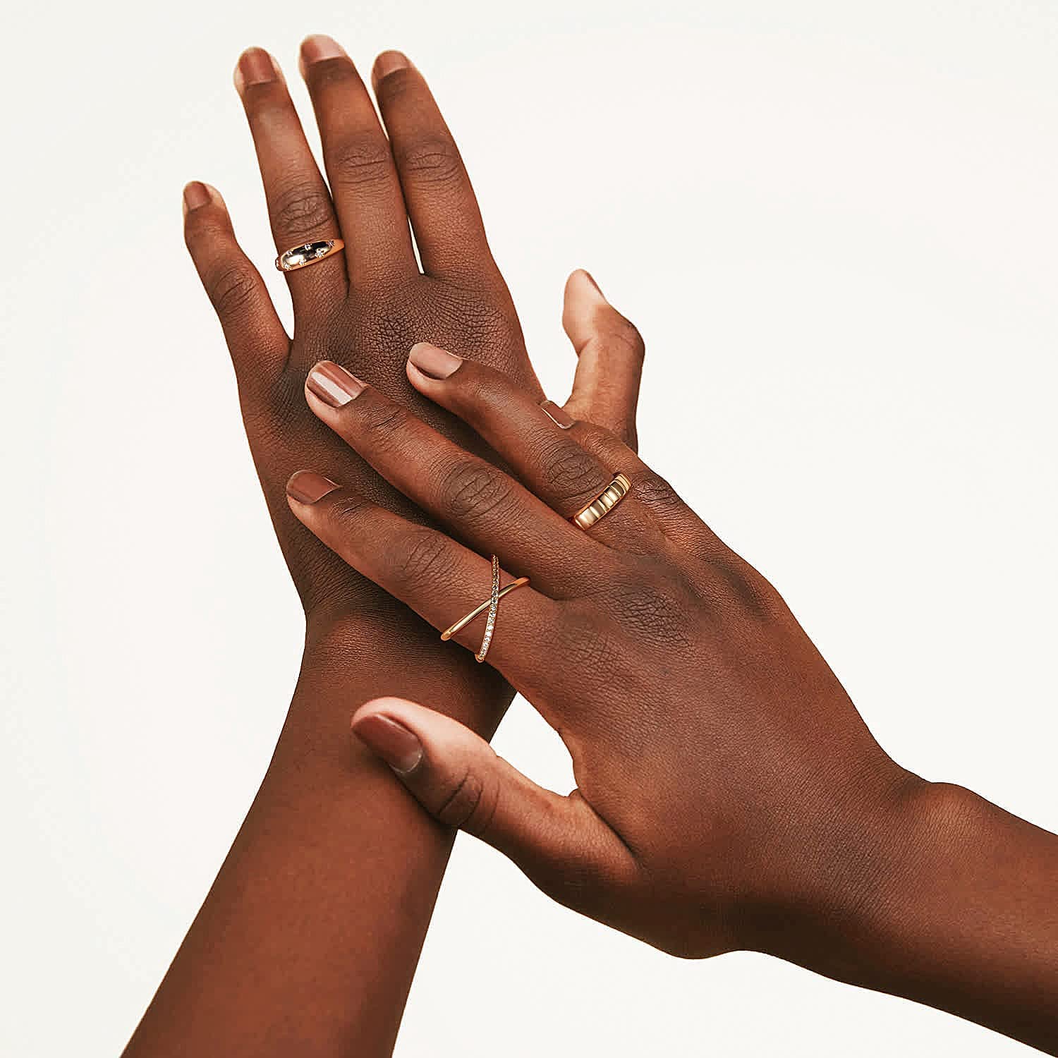 AllenCOCO 14k Gold Plated Chunky Rings, Halloween Pumpkin Ring, Thick Ribbed rings, Unisex Minimalist Gold Band Ring, Croissant