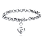 TONY & SANDY Initial Charm Bracelets Girls Stocking Stuffers Basket Christmas Gifts Teenage Girls Jewelry Stainless Steel Heart 