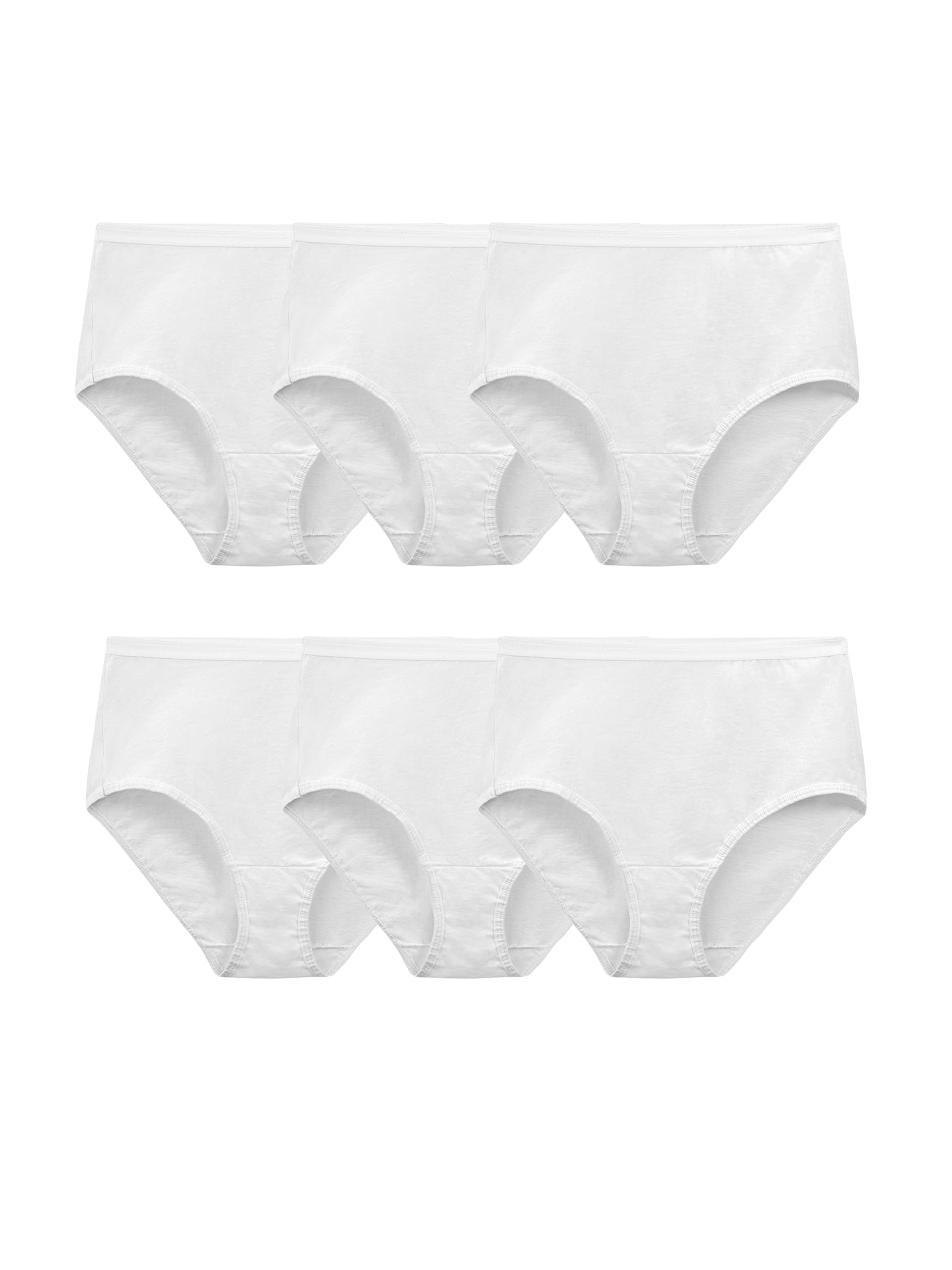 Fruit of the Loom Women's Eversoft Underwear, Tag Free & Breathable, Available in Plus Size, Brief-Cotton-6 Pack-White, 8