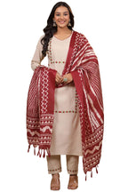 ANNI DESIGNER Womens Cotton Blend Straight Embroidered Kurta with Pant & Dupatta (DD Beige_3XL_Beige_XXX-Large)