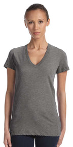 Ladies Triblend Short-Sleeve Deep V-Neck T-Shirt - BLUE TRIBLEND - S(D0102H7WBNJ)