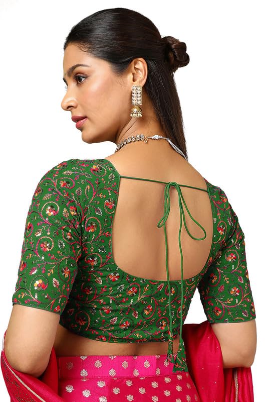 Soch Womens Green Georgette Embroidered Blouse With Sequins