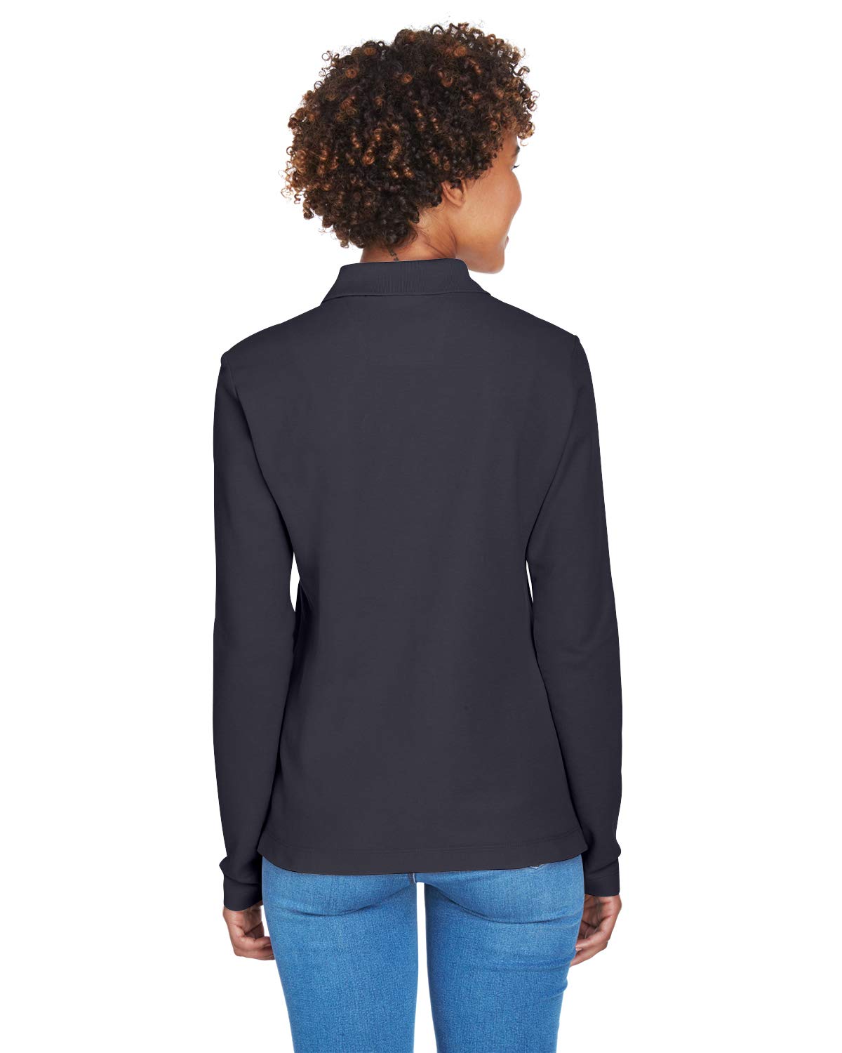 Ladies Pima Piqu Long-Sleeve Polo - BLAcK - S(D0102H7YRgT)