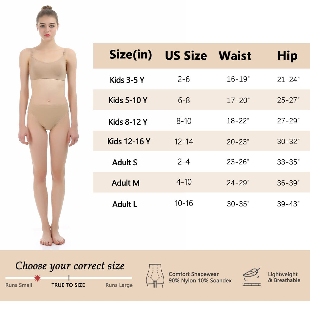 iMucci Professional Girl Ballet Dance Briefs Women - Beige Velvet Cotton Mid Rise Waist Panty Gymnastics Underpants (for Child 5