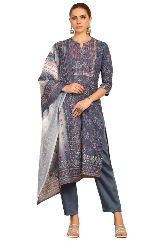 Soch Women Print with Embroidery Cotton Blend Suit Set with Sequins