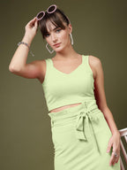 OOMPH! Stretchable Sleeveless Crop Top, Green, mt957