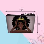 BDAWQUG 2pcs Women Toiletry Bag African American Queen Travel Toiletries Bags Melanin Queen Makeup Pouch Accessories Organizer C