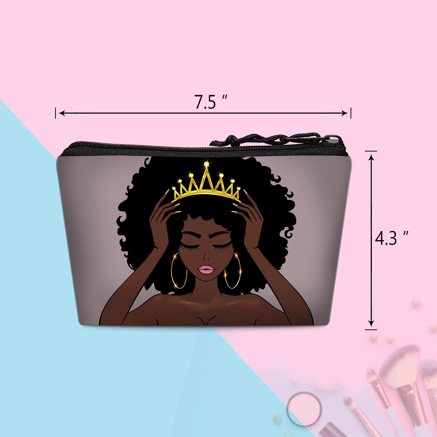 BDAWQUG 2pcs Women Toiletry Bag African American Queen Travel Toiletries Bags Melanin Queen Makeup Pouch Accessories Organizer C