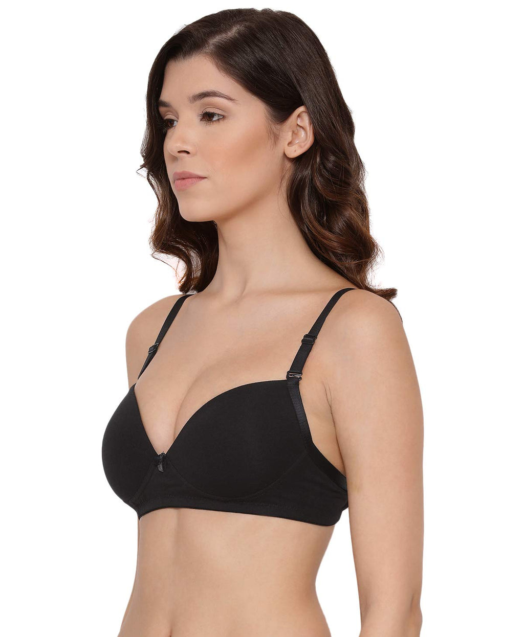 Lyra Womens Cotton Rich Soft Padded Non Wired Solid Medium Coverage Bra
