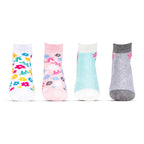 Bonjour Designer Sports Cushioned/Terry Ankle Length Socks for Kids- Girls- Pack Of 4