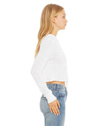 Ladies cropped Long Sleeve Hoodie T-Shirt - SOLID BLK TRBLND - S(D0102H7WE46)