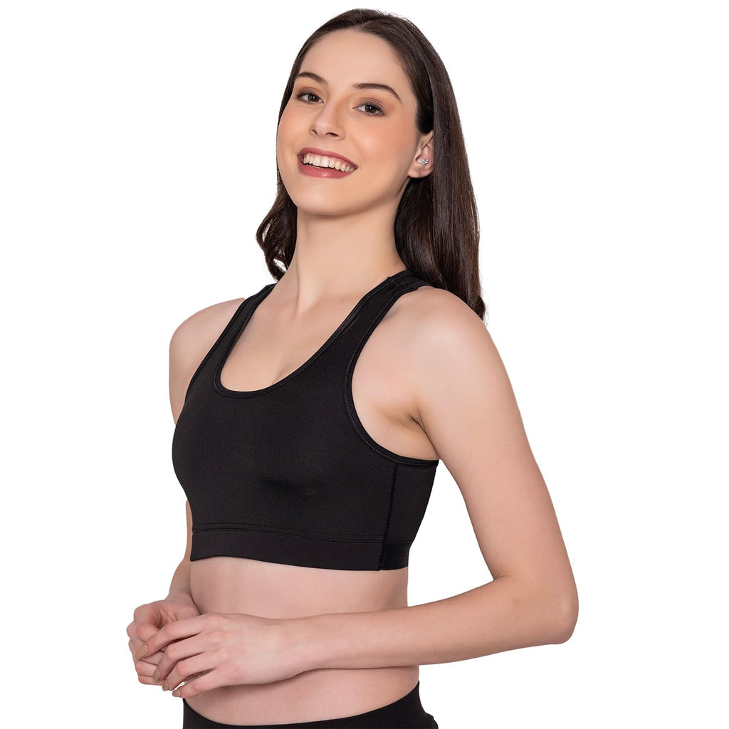 Bonjour Womens Wirefree Sports Bra|| Non Padded Cotton Full Coverage Bra for Gym, Workout,Yoga||Antimicrobial & Anti Bacterial
