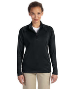 Ladies Stretch Tech-Shell compass Quarter-Zip - DK gREY HEATHER - S(D0102H7Y52T)