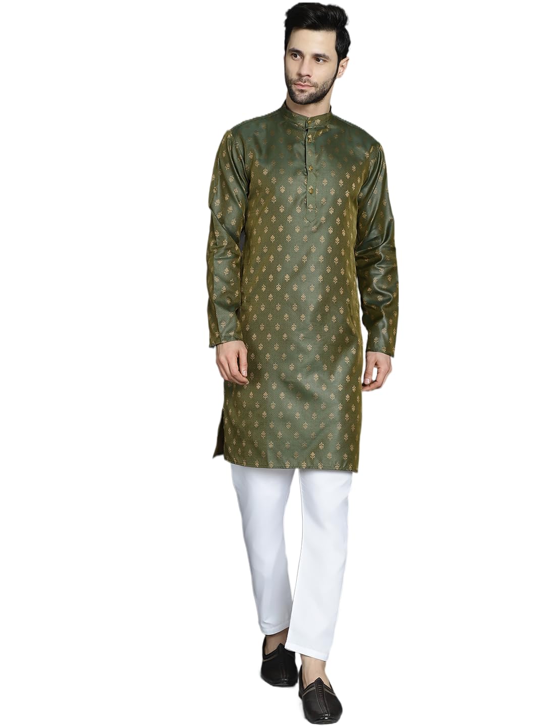 Jompers Mens Woven Design Silk Blend Kurta Pyjama Set