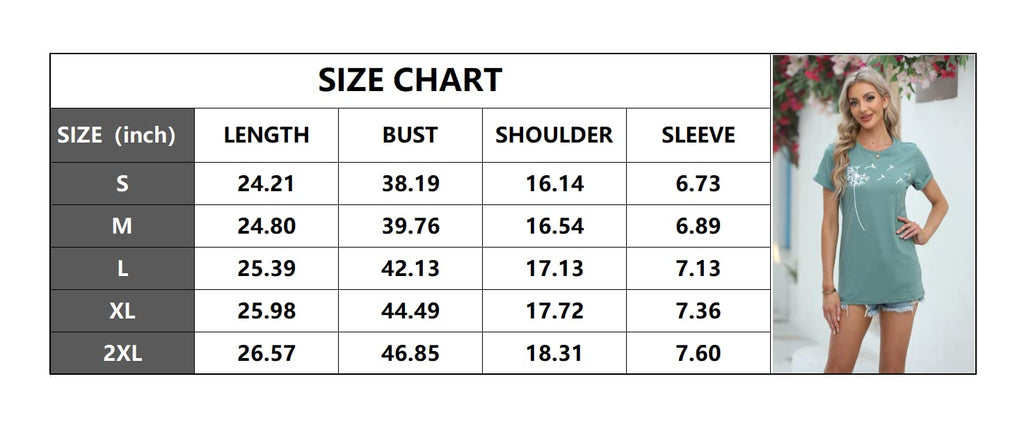 Cicy Bell Women's Cute Dandelion T Shirts O Neck Graphic Tees Casual Short Sleeve Summer Tops (Red,X-L)