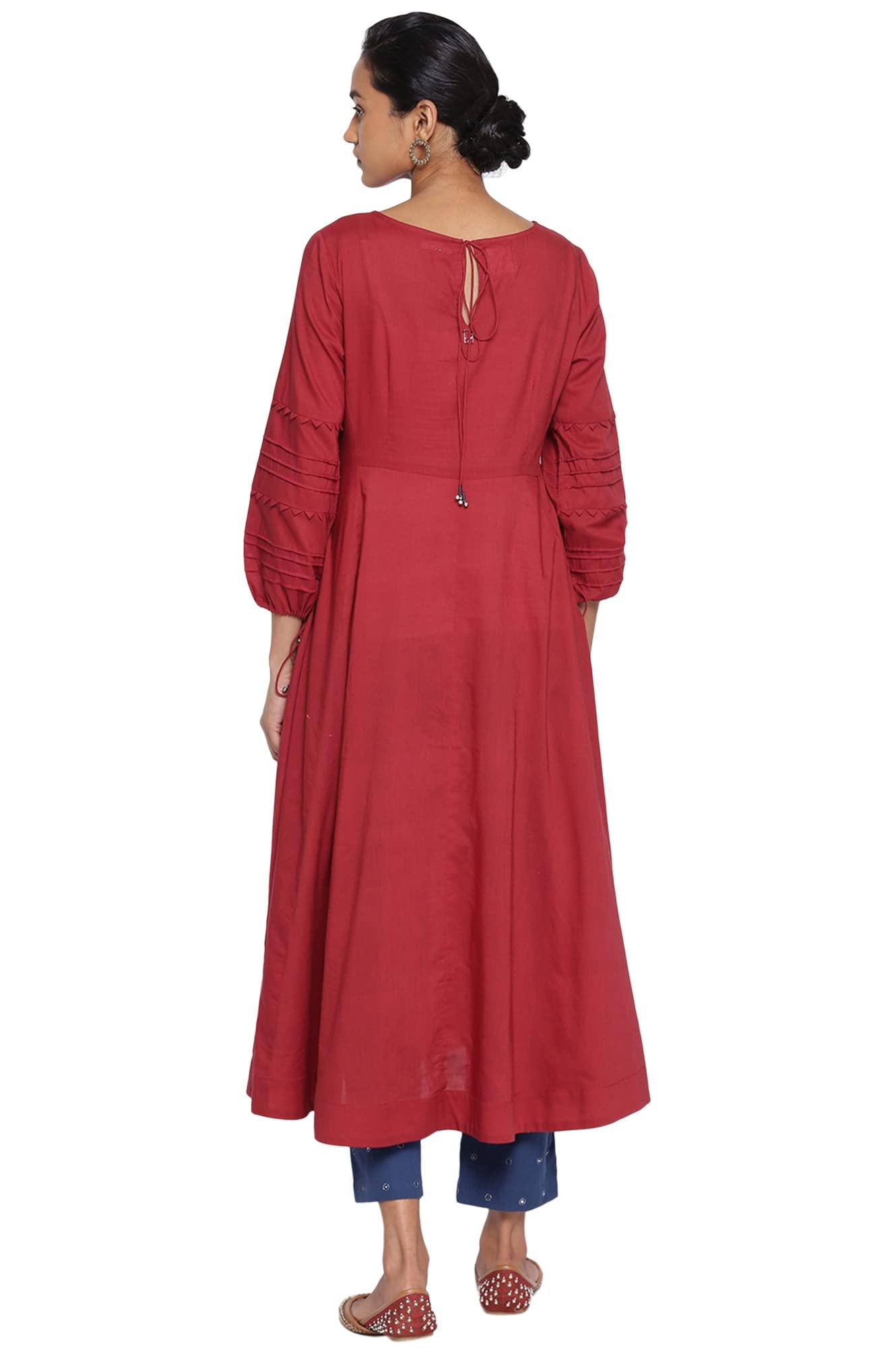 W For Woman Red Longline Voile Kurta