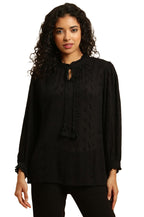 W for Woman Womens Solid Regular Fit Top (23AUW30630-820738_Black