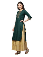 ANNI DESIGNER Womens Rayon Kurta with Skirt (Madam-JEE-Green XX-Large)