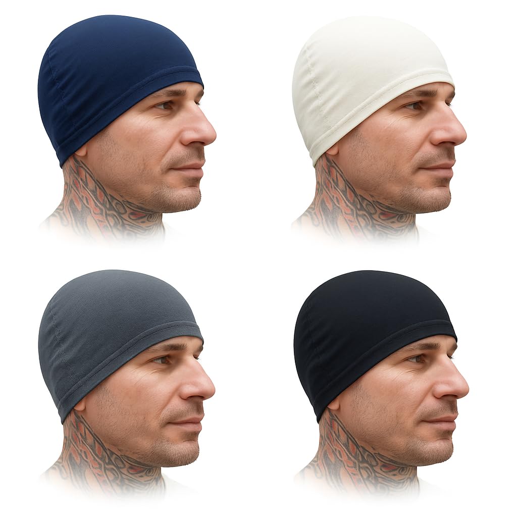 Qd Fashion Cotton Helmet Skull Caps For Men Bike Head Caps Hair Inner Helmet Liner For Bikers Sweat Wiking Cooling Skull Cap For