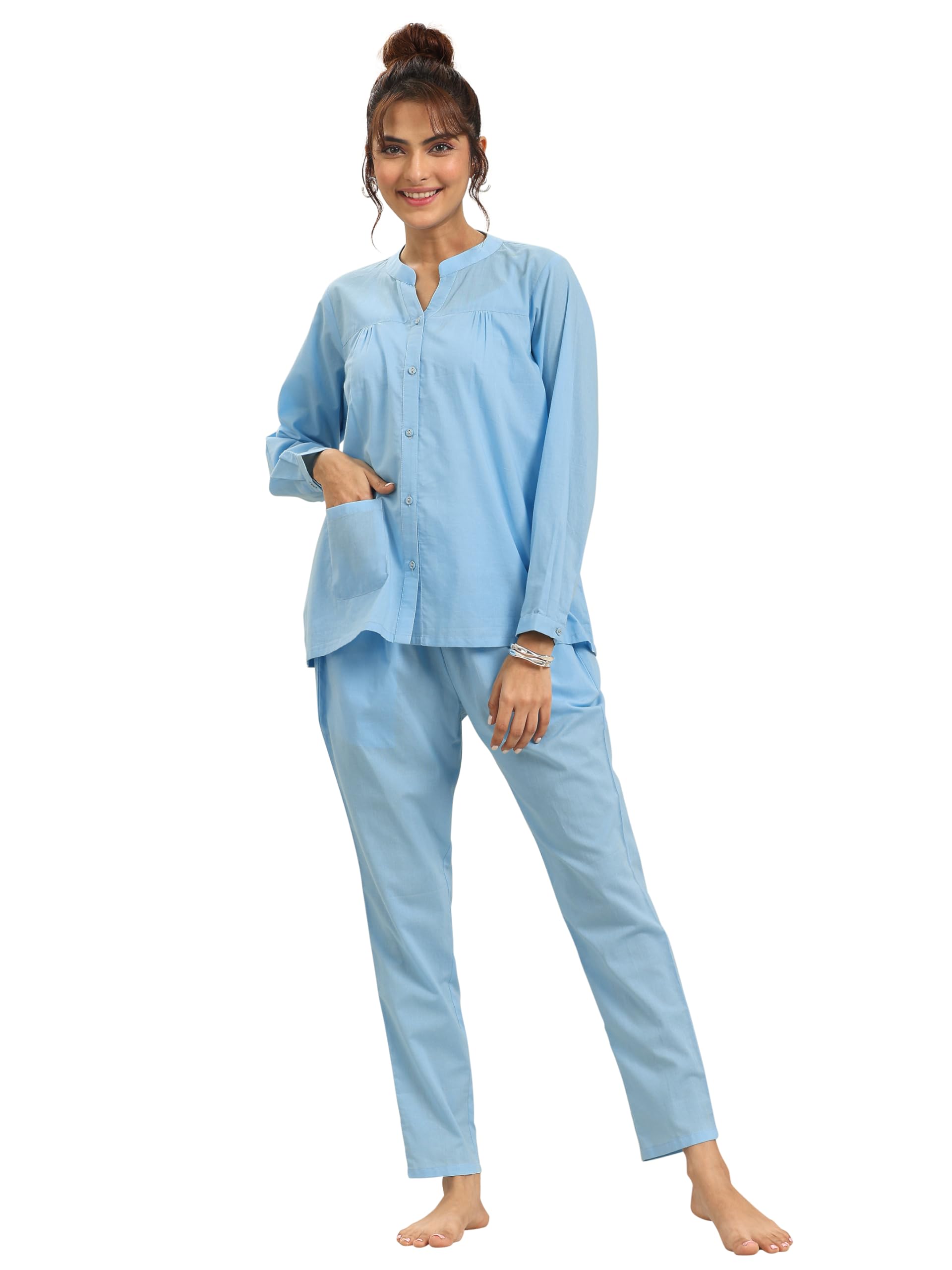 Libas Womens Solid Cotton Night Suit Set For Women