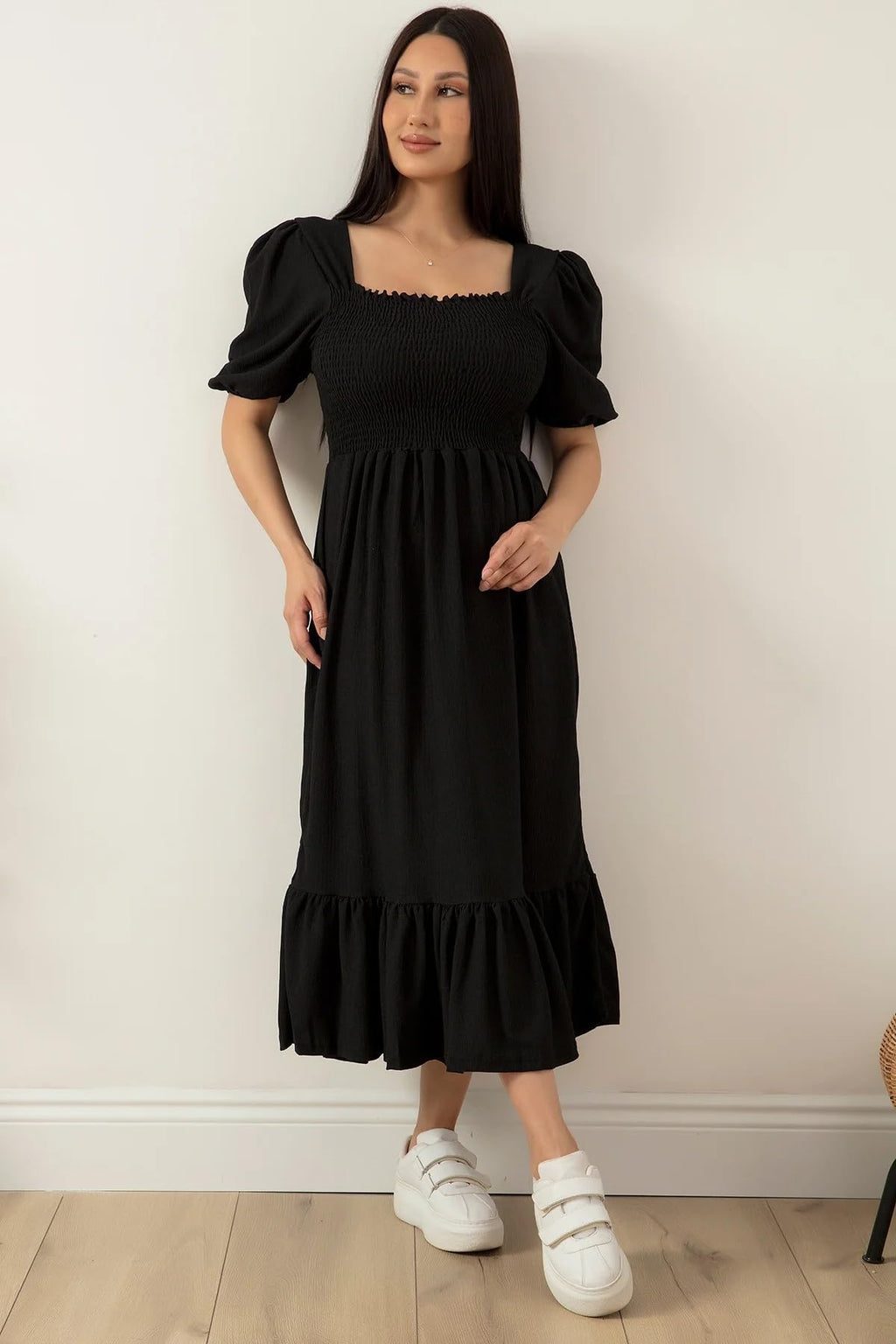 Sheetal Associates Women Casual Regular Sleeves Crepe Solid Fit and Flare Dress