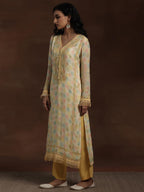 Libas Womens Organza Kurta Set (27268_Yellow