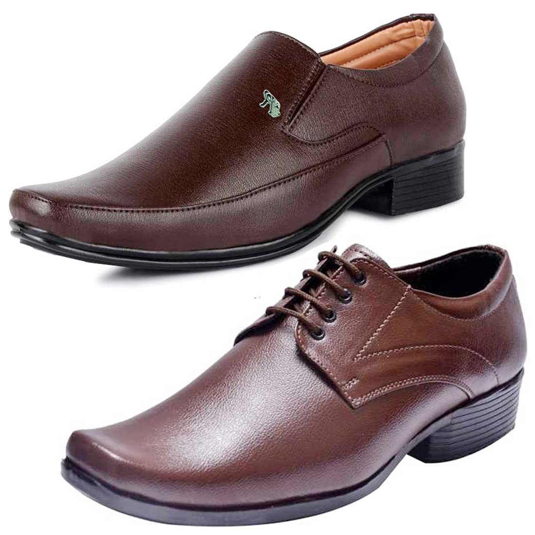 Latest Trendy Formal Shoes/Party Shoes/ 2 Shoes Combo with Free Belt for Men and Boys (BAZAAR8226_VTR004Brwn2006Bdr) Multicol 6