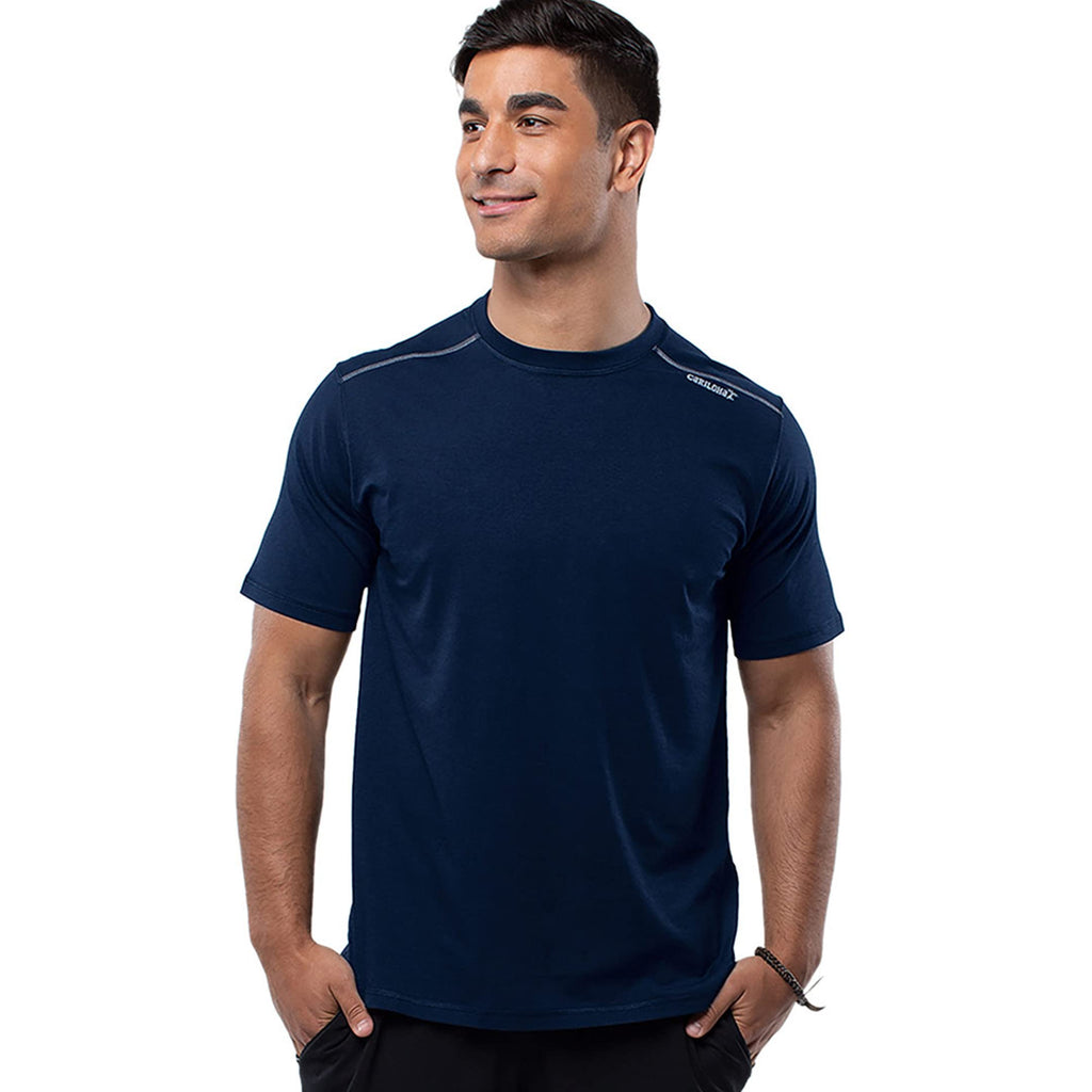 Bamboo Athletic Crew T-Shirt - Navy by Cariloha for Men - 1 Pc T-Shirt (S)