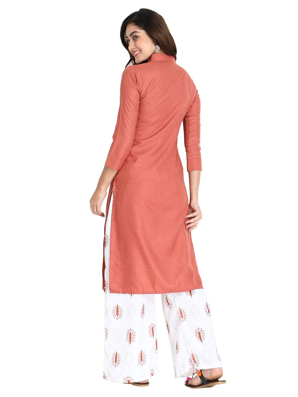 Om Sai Latest Creation Slubrayon Three-Fourth Sleeve A-Line Kurti For Women
