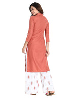 Om Sai Latest Creation Slubrayon Three-Fourth Sleeve A-Line Kurti For Women