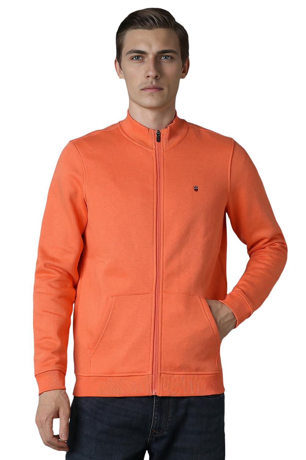 Louis Philippe MenS Polycotton Regular Hooded Neck Sweatshirt (Lystcrgpe23993_Navy_2Xl)
