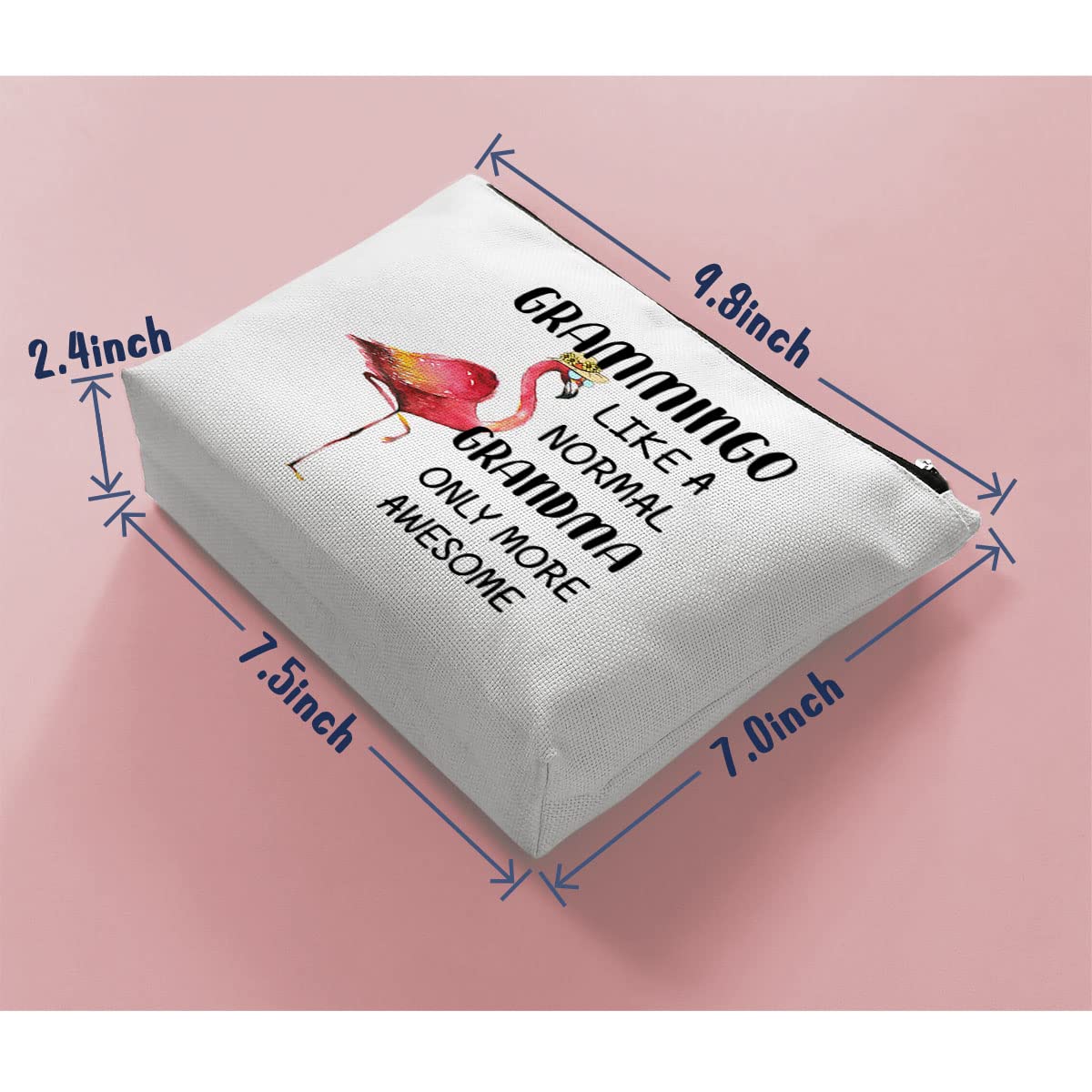 Grandma Gift, Mother's Day Gift for Grandma Mom, Flamingo Gift for Flamingo Lovers, Zipper Makeup Bag, Grammingo Like A Normal G