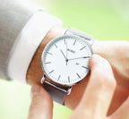 BUREI Men Watches Fashion Minimalist Waterproof Watches for Men Women Student,Silver.