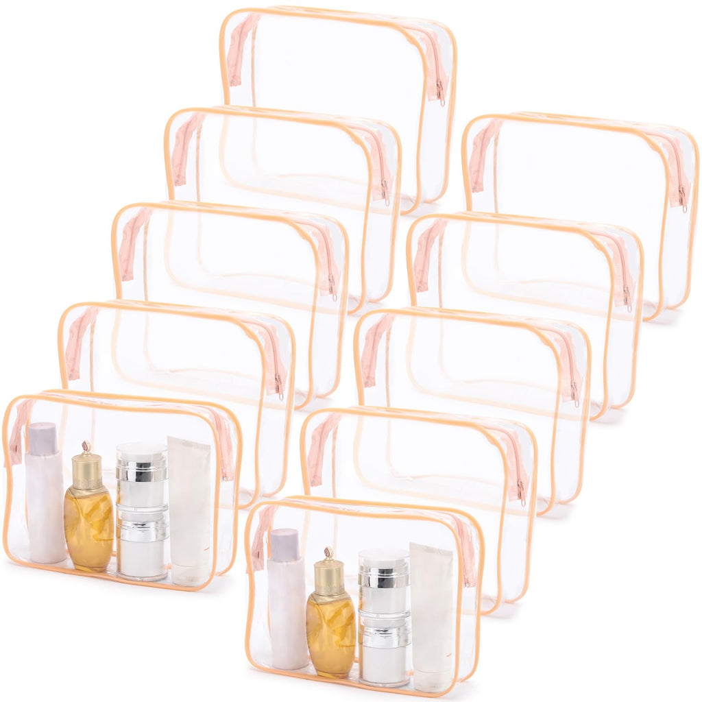Tbestmax 10 Pack Clear Cosmetic Bags Makeup Bags Portable Waterproof TSA Approved Travel Toiletry Bags Large Organizer