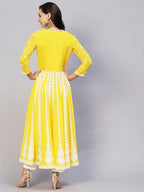 ANNI DESIGNER Womens Georgette Chikankari Embroidered Anarkali Kurti (Kari Yellow_S_Yellow_Small)
