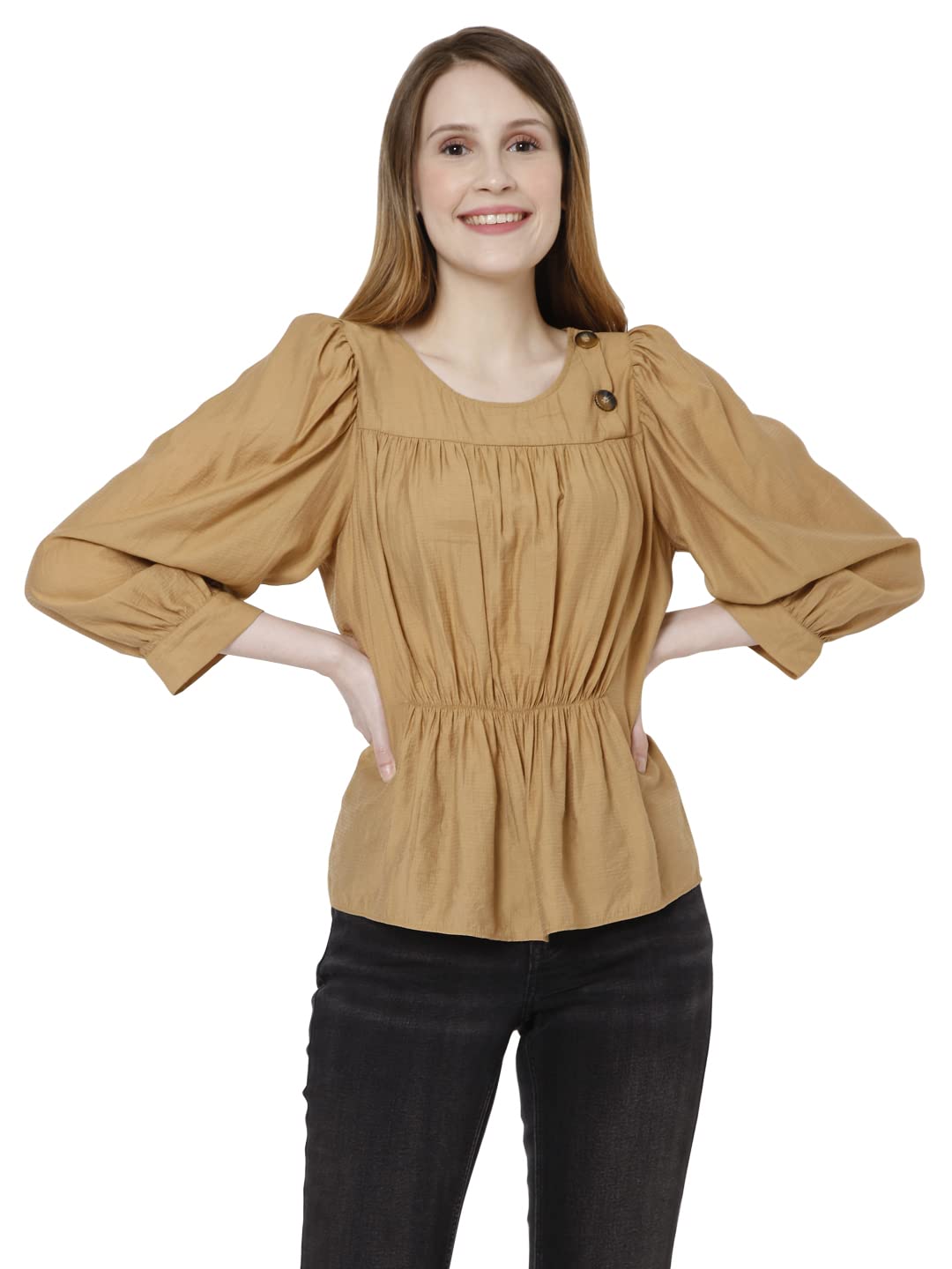 Vero Moda WomenS Regular T-Shirt (179275701- Tan M)