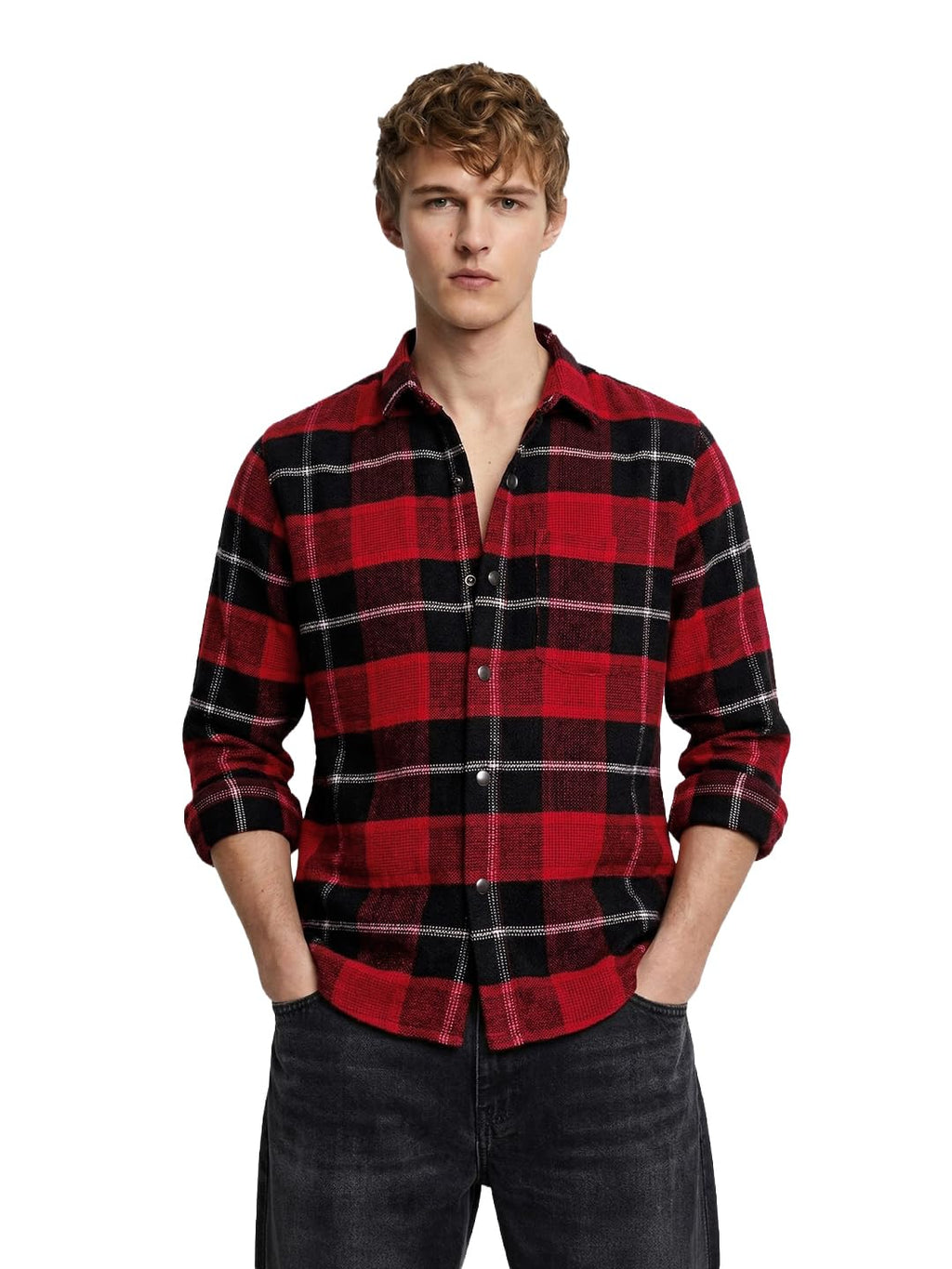 The Indian Garage Co Mens Regular Fit Checkered Cutaway Collar Full Sleeves Casual Overshirt Sweater