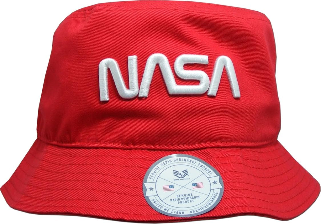 NASA Relaxed Bucket Hat, Worm, Red, L_XL