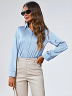 Indoprimo WomenS Solid Satin Casual Shirt | Stylish Western Long Sleeve Shirt For Women