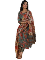 ANNI DESIGNER Womens Rayon Blend Printed Straight Kurta with Pant & Dupatta (FTA Green-NB_S_Green_Small)