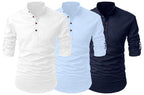 Finivo Fashion Combo Of MenS Cotton Blend Solid Full Sleeve Short Kurta