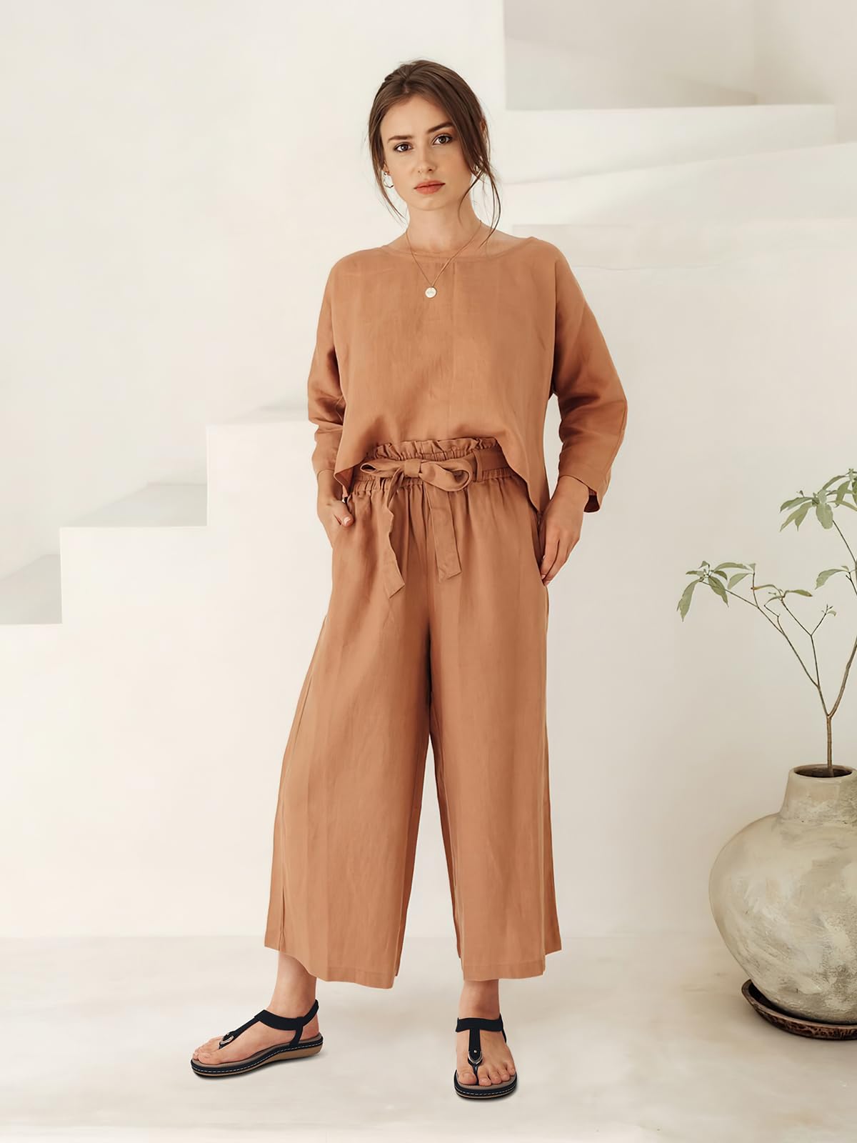 SHIBEVER Womens Sandals Summer Flat: Dressy Casual T-Strap Flip Flop Thong Flat Sandals - Black Size 6 Comfortable Walking