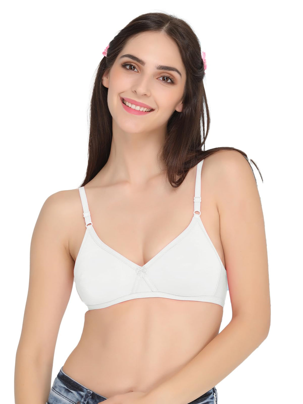 Clovia Womens Cotton Non Padded Wire Free T-Shirt, Full-Coverage, Seamless Bra (BR0242P18_White_32C)
