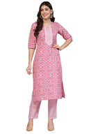 Lookmark Women'S Trendy Printed Cotton Blend Straight Kurta Pant Set||Az-Lm-P1-Ks2099-2Xl Light Pink