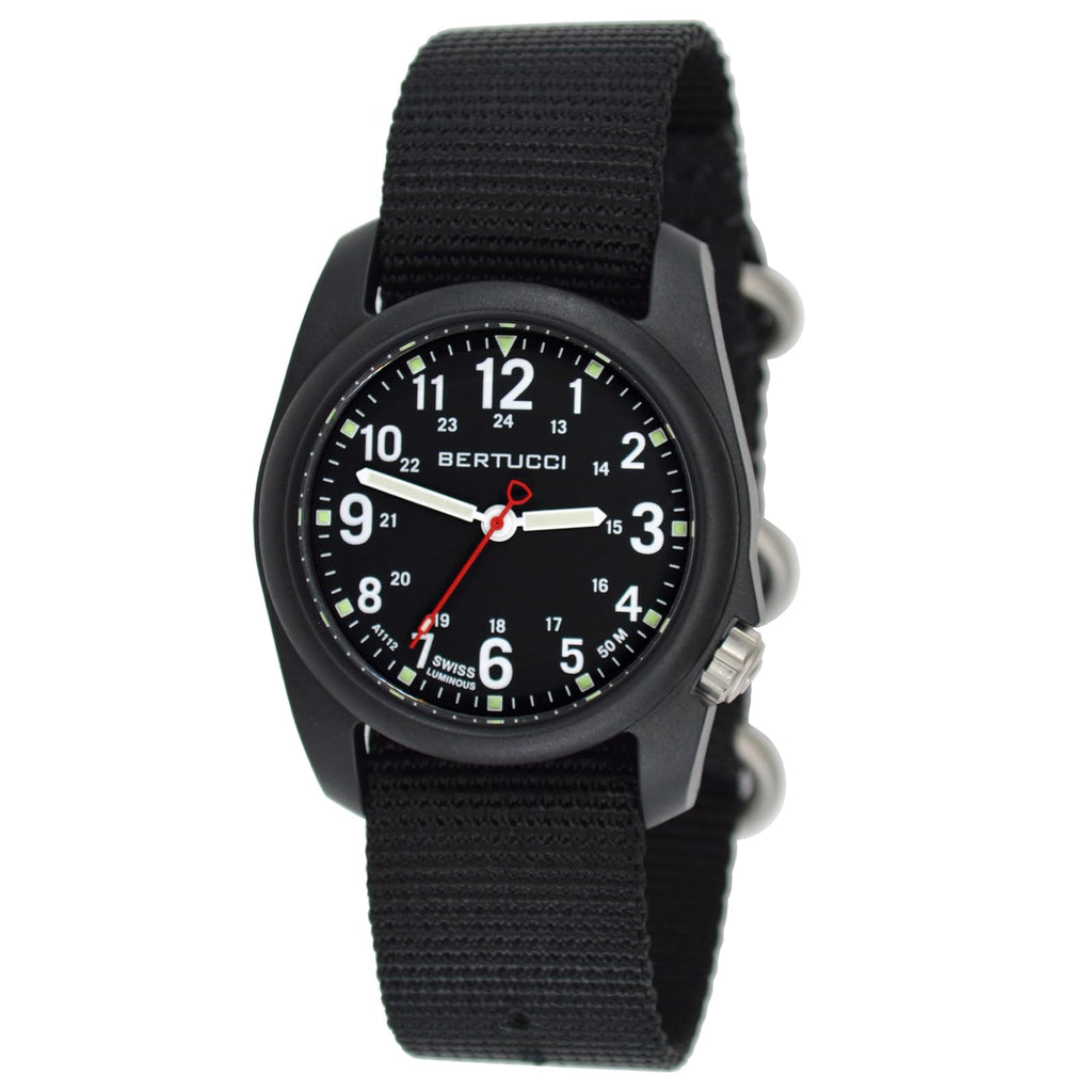 BERTUCCI DX3 Mens Field Watch | Black Nylon Band | Swiss Super Luminous Technology | Innovative Design, Durable Build, Light Wei