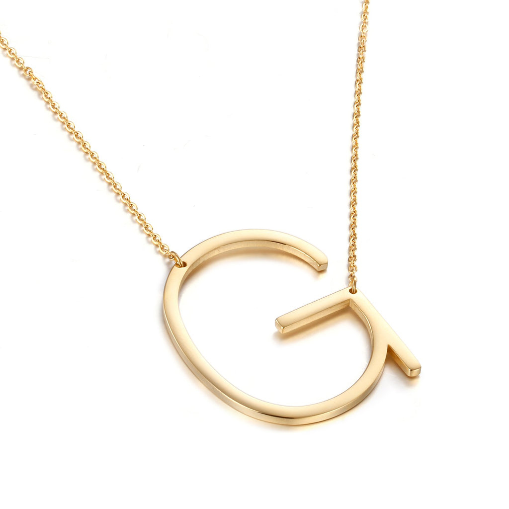 G Letter Necklace Wedding Jewelry Gifts for Sister Simple Christmas Presents for Women Large Initial Pendant